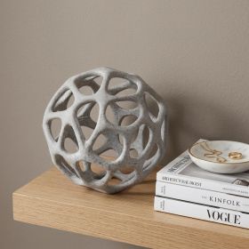 Petite Light Gray  Metal Hollow Orb Sculpture