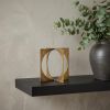 6" Burnished Gold Metal Circle Square Sculpture