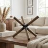 6" Brown Wood and Metal Modern Abstract Tabletop Sculpture