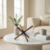 6" Brown Wood and Metal Modern Abstract Tabletop Sculpture