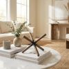 6" Brown Wood and Metal Modern Abstract Tabletop Sculpture