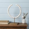 16" White and Gold Wood and Metal Modern Abstract Tabletop Sculpture
