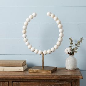 16" White and Gold Wood and Metal Modern Abstract Tabletop Sculpture