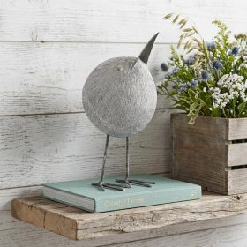 Off White Resin Bent Bird Sculpture