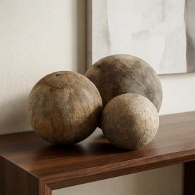 Set Of Three Wooden Spheres