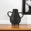 Black Matte Metal Two Handle Vase
