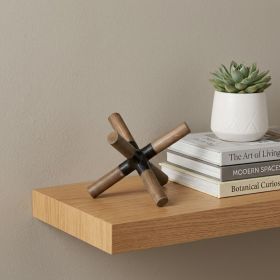 5" Brown Wood and Metal Jack Tabletop Sculpture