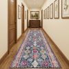 12' Runner Blue and Ivory Oriental Runner Rug