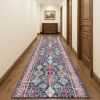 15' Runner Blue and Ivory Oriental Runner Rug