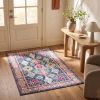 2' X 4' Blue and Ivory Oriental Area Rug