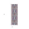 2' X 5' Blue and Ivory Oriental Area Rug
