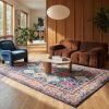 6' X 9' Blue and Ivory Oriental Area Rug
