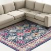6' X 9' Blue and Ivory Oriental Area Rug