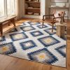 4' X 6' Blue Ikat Kilim Area Rug