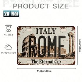 CIFbuy 1pc Retro Rome Italy Metal Wall Sign, Vintage Eternal City Iron 8x12 Decor（MetikMetal, MetikMetal, Theme Self-pickup Logiopics）