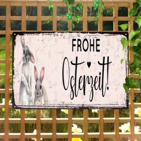 CIFbuy Vintage Easter Metal Wall Sign Happy Easter, Easter, German Bunny Heart 8x12 Decor（ikSign, ikSign, Theme Self-pickup Logiopics）