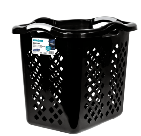 Home Logic 2 Bushel Plastic Lamper Laundry Basket, Black, Adults and Tweens