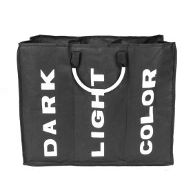 Black Portable Three Lattice Large Capacity Laundry Basket Storage Organization