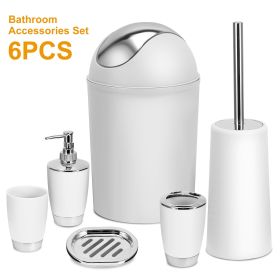 Bathroom Accessories Set 6 Pcs Bathroom Set Ensemble Complete Soap Dispenser Toothbrush Holder Tumbler Soap Dish Toilet Cleaning Brush Trash Can
