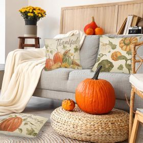 4Pcs Thanksgiving Fall Throw Pillows Cushion Case 18x18in Set of 4 Pumpkin Watercolor Farmhouse Pillowcase for Thanksgiving Day Harvest Festival