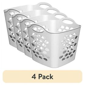 (4 pack) Flexible Square Dot Laundry Basket, White