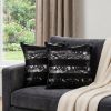 Set of Two 18" Gold and Black Cowhide Throw Pillow