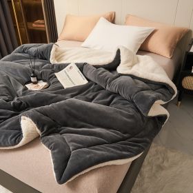 1PC Reversible Sherpa Throw Blanket, Thick Warm Plush Fleece Blanket For Sofa Couch Bed (Option: 47x79 inch-Dark Grey)