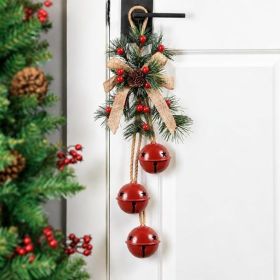 18-Inch Rustic Hanging Christmas Jingle Bells With Jute Bow And Pinecone, Red Metal Bell Decoration For Door Knobs, Doors, Wreaths, And Mantels (Option: Red)