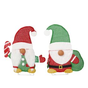 Set of 2 Lighted Gnome and Candy Cane Christmas Decorations, Pre-lit 2D Holiday Decor with 80 Warm White LED Lights for Xmas Outdoor Indoor Decor (Option: 21256385)