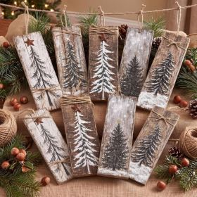 18Pcs Rustic Wooden Christmas Tree Ornaments, Mini Pine Decor (Option: Wood)
