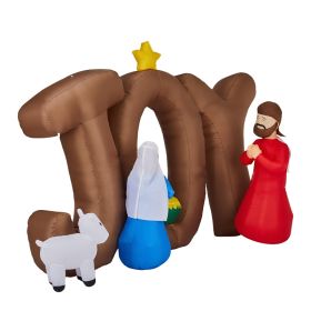 7.5FT Lighted Christmas Inflatable Decoration, Inflatable Nativity Scene with JOY Sign, Funny Blow Up Yard Decorations with Built-in LED Lights f (Option: 42729476)
