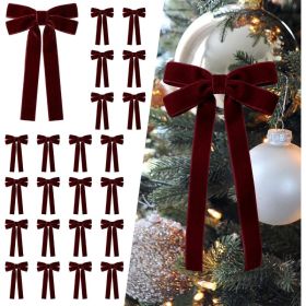 Christmas Velvet Ribbon Bows 24 Units, Decorative Hanging Bows For Christmas Tree, Wreaths, Garlands And Holiday Home Decor (Option: Multi)