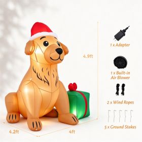5FT Inflatable Golden Retriever Christmas Decor LED Lighted Blow Up Dog Yard Porch Decoration---Unavailable Platform--Amazon,Temu (Option: A)