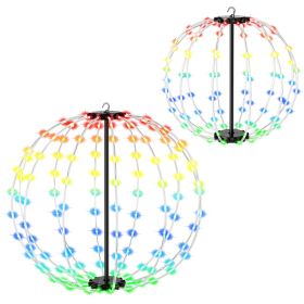 2 Pack Battery Operated Christmas Hanging Ball Lights RGB LED Christmas Sphere Lights 12in & 16in Size With Remote Control 8 Modes Timer For Outd (Option: 2Pcs)