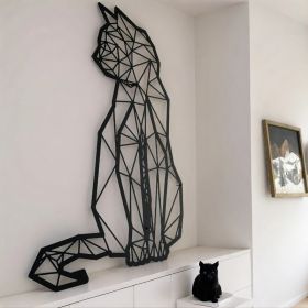 CIFbuy Vintage Style 3D Geometric Cat Wall Art Handcrafted Metal Sculpture Home Office Decor(TikTok, temu pick-up service) (Option: 29729725)