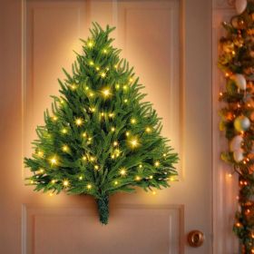 2FT Pre-Lit Norfolk Pine Wall Christmas Tree With LED Lights (Option: Green)