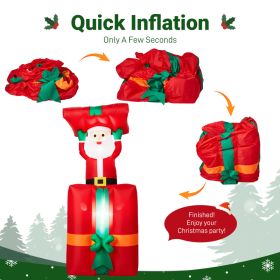 Rising Santa With Gift Box Inflatable 3.6ft, 190D Polyester Christmas Yard Decor With 2 LED Lights, US Plug 12V 24W (Option: Y)