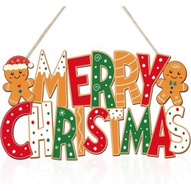 2Pcs Wooden Gingerbread Man Christmas Door Signs, Merry Christmas Decor (Option: Red)
