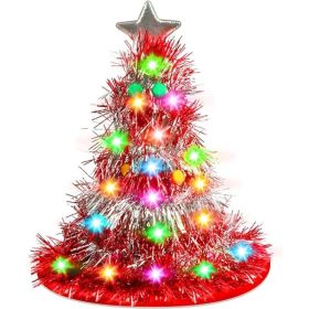 Light-Up Christmas Tree Hat With 30 LED Lights, Festive Santa Party Hat (Option: Red)