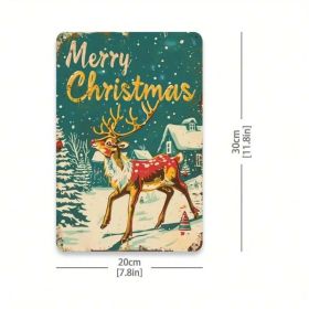 Vintage Christmas Reindeer Metal Sign, Rustic Iron Holiday Wall Decor 8x12 (Option: A)