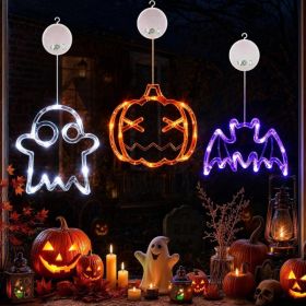 3 Pack Halloween Decorations,  Pumpkin, Ghost, Bat Window Lights (Option: Orange White and Purple)