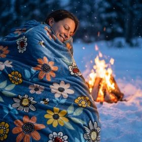 1PC Soft Fleece Throw Blanket, Lightweight Warm Plush Blanket For Camping Sofa Bedroom (Option: Blue-90x90 inch)