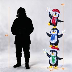 6FT Pre-lit Penguin Trio Christmas Decor Cold White LED Lights Indoor Outdoor Yard Decoration---Unavailable Platform--Amazon,Temu (Option: A)