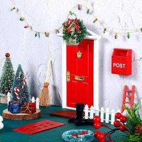20PCS Red Wooden Christmas Fairy Door Miniature Decorations, DIY Elf Garden Accessories (Option: Multi)
