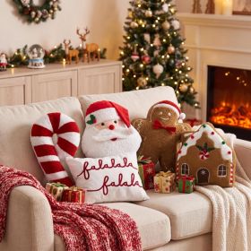 5 Pcs Christmas Throw Pillows, Santa Candy Gingerbread (Option: Multi)