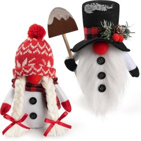 2Pcs Christmas Gnome Plush Snowman Figurines, Nordic Holiday Decor (Option: Red)