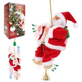 3-Mode Climbing Santa On Rope, Animated Musical Christmas Decoration (Option: Red)