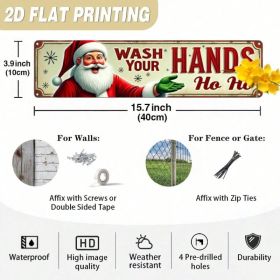 Funny Wash Your Hands Hand Ho Ho Metal Sign, Christmas Wall Decor 3.9x15.7 (Option: A)