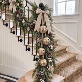 29-Inch Hanging Christmas Bells On Rope, Rustic Decorative Bell Garland For Wreaths, Doors, Mantels, And Holiday Home Decor (Option: Gold)