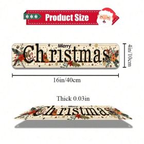 1pc 4x16 Inch Metal Sign, Charming Merry Christmas 2D Flat Holiday Wall Plaque (Option: A)